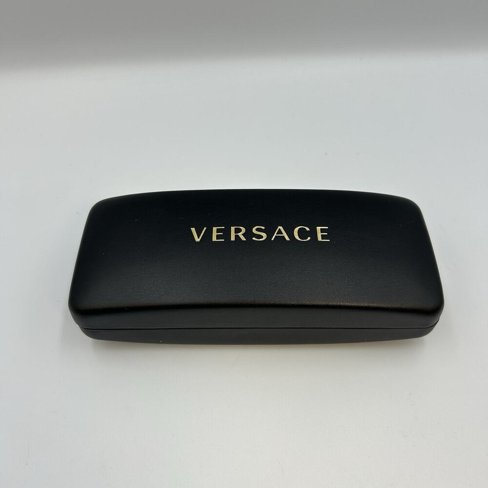 Versace Leather Hard Clamshell Glasses Carrying Case Black w/ Gold Letters